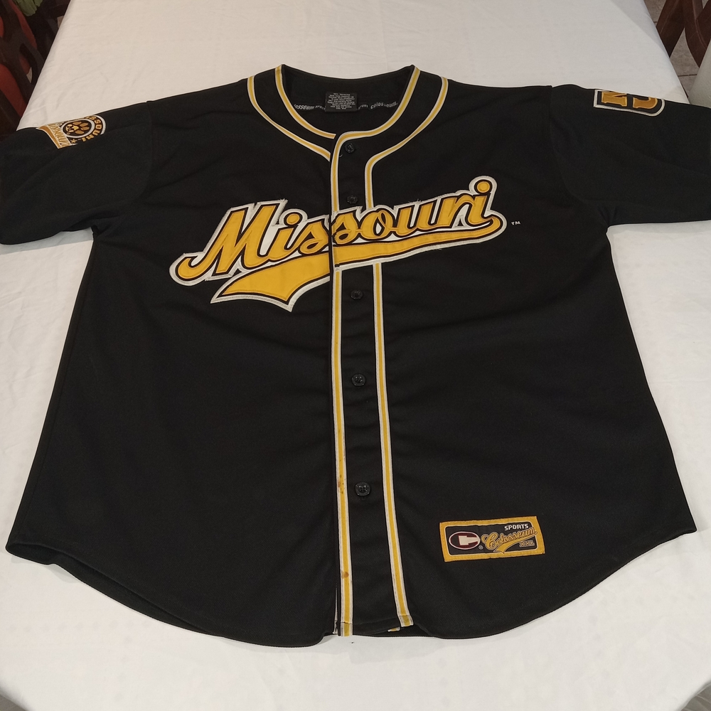 Colossium Vintage Black and Yellow Missouri Baseball Jersey  Size XL